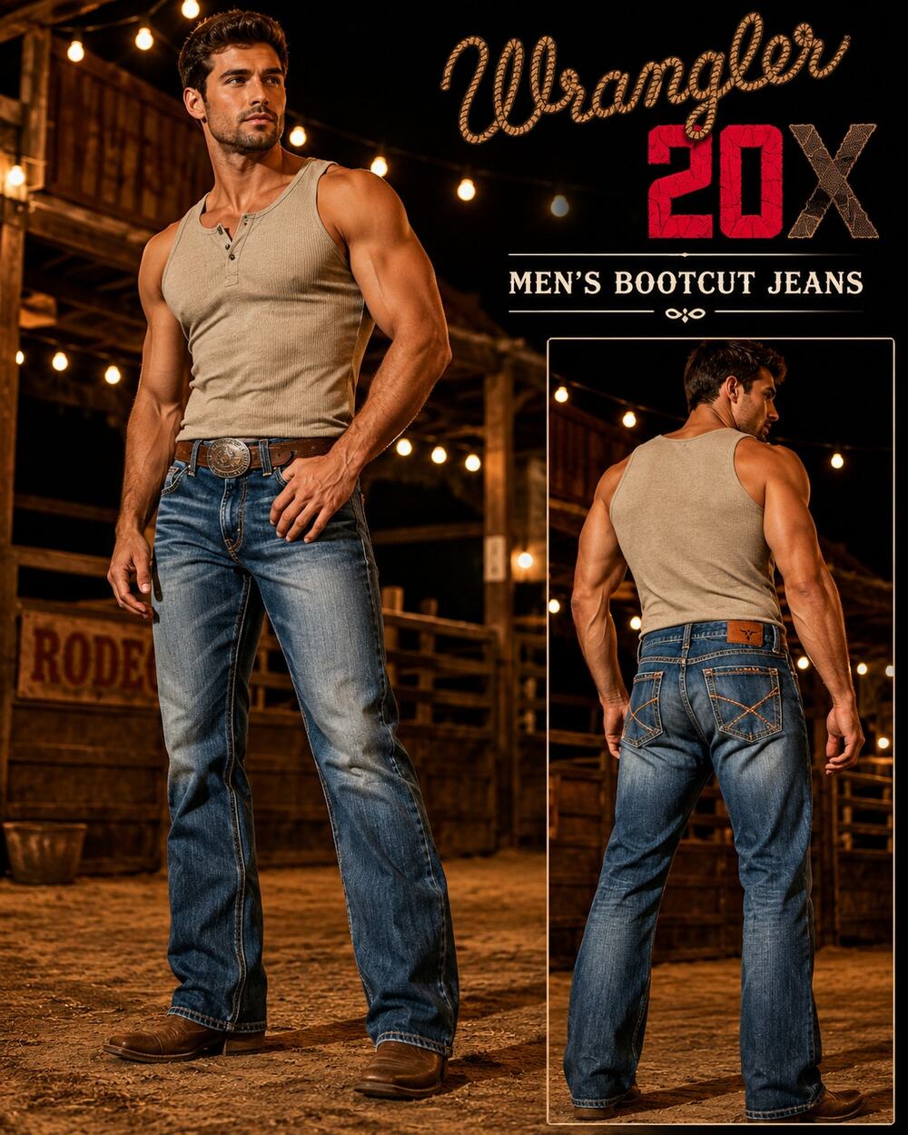 Wrangler 20X 42MWXFD Jeans 31x36 Vintage Bootcut Western Faded Denim